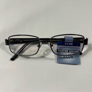 Foster Grant - Multi Focus Plus Black and Grey Reading Glasses Metal Frame-1.50